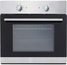 Edelstahl Einbaubackofen mit Glastür und Bedienknöpfen