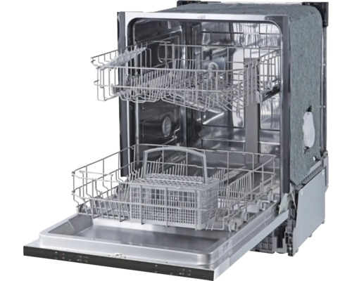 Geöffneter Geschirrspüler mit zwei Körben