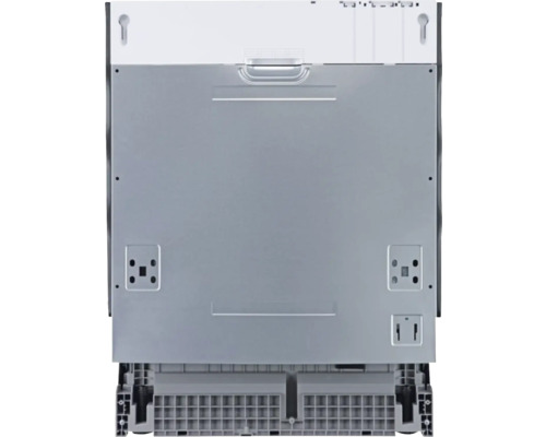 Rückansicht eines Geschirrspülers mit Details zu Anschlüssen und Montagepunkten