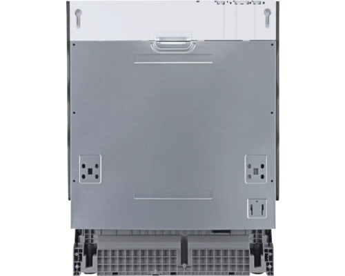 Rückansicht eines Geschirrspülers mit Details zu Anschlüssen und Installation