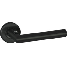 Garniture de poignée de porte noire avec bouton rotatif