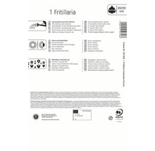 Informations sur l''entretien des plantes Fritillaria sur l''emballage.