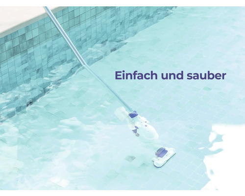 Poolreiniger mit Teleskopstange im Schwimmbad