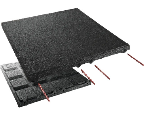 Dalle de protection anti-chute Terrasoft 50 x 50 x 3 cm anthracite Dalle en granulats de caoutchouc avec broches de connexion