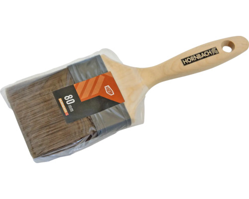 Pinceau plat avec manche en bois et une largeur de 80 millimètres, emballé