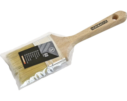 Pinceau plat 60 millimètres avec manche en bois dans l’emballage