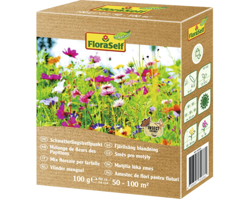 Semences de fleurs de prairie FloraSelf Nature 'Fleurs pour papillons' env. 100 m²