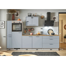 PICCANTE Plus Küchenzeile mit Geräten Marlena 280 cm pastellblau matt vormontiert Variante links 4067368013857
