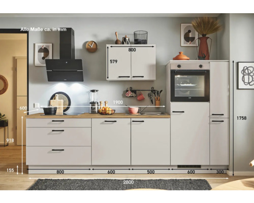 Cuisine équipée avec dimensions pour la planification