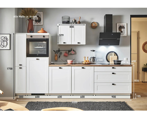 Cuisine blanche complète avec dimensions
