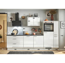 Cuisine complète en blanc avec hotte aspirante et dimensions