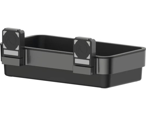 Schwarzer Werkzeugkasten mit Werkzeugkasten-Befestigung