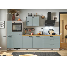 PICCANTE Plus Küchenzeile mit Geräten Marlena 310 cm fjördgrün matt vormontiert Variante links 4067368014748
