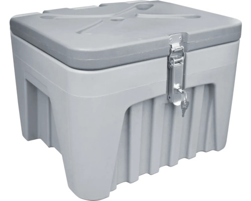 Graue Kunststoff Streugutbox mit Deckel und Schloss