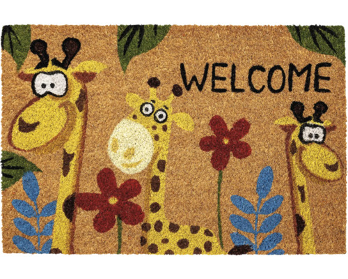 Tapis en coco Ruco Print Giraffes 40x60 cm