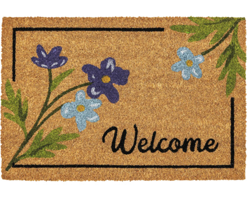 Tapis en coco Ruco Print Flower Border 40x60 cm