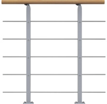 Garde-corps en bois et métal avec quatre traverses