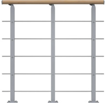 Garde-corps avec barreaux horizontaux et main courante en bois
