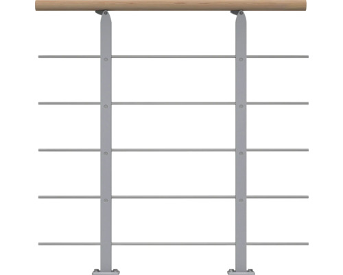 Garde-corps design Pertura pour escalier Alena,Aris,Malva,Zelos kit d'extension Garde-corps avec main courante en bois et barreaux métalliques