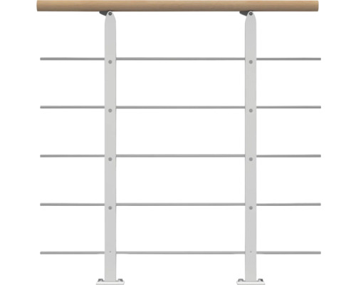 Garde-corps design Pertura pour escalier Alena,Aris,Malva,Zelos kit d'extension Garde-corps avec main courante en bois et barreaux métalliques horizontaux