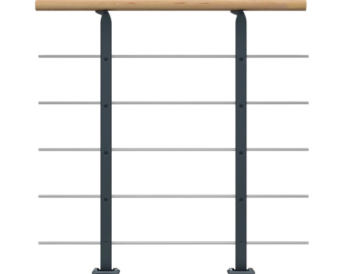 Garde-corps design Pertura pour escalier Alena,Aris,Malva,Zelos kit d'extension Garde-corps avec main courante en bois et câbles en acier inoxydable