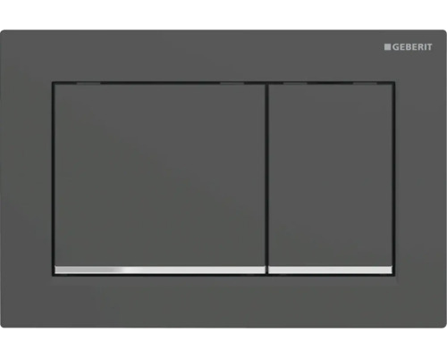 Plaque de commande GEBERIT Omega30 plaque noir mat / bouton noir mat avec bandes design à haute brillance chromé 115.080.14.1 Plaque de déclenchement Geberit pour réservoir de chasse