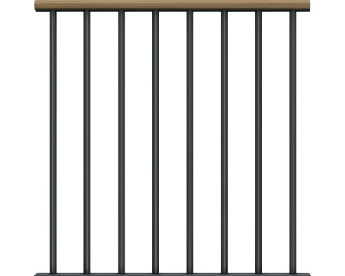 Garde-corps à barre simple Pertura pour escalier Spiros,Chiron,Vaia kit d'extension Garde-corps avec barreaux métalliques et main courante en bois