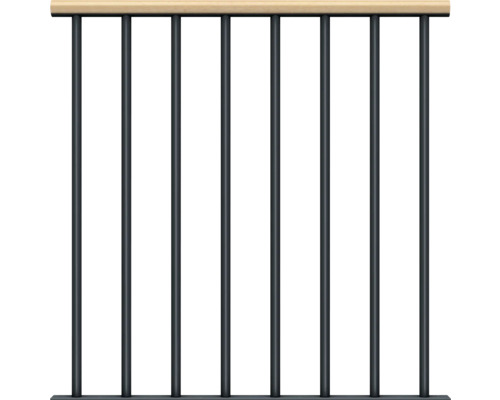 Garde-corps à barre simple Pertura pour escalier Spiros,Chiron,Vaia kit d'extension Garde-corps avec main courante en bois et barreaux en métal