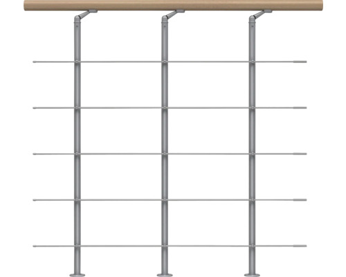 Garde-corps en acier inoxydable Pertura pour escalier Spiros,Chiron,Vaia kit d'extension Étagère métallique avec barre en bois pour montage mural