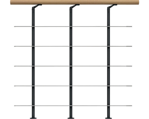 Garde-corps en acier inoxydable Pertura pour escalier Spiros,Chiron,Vaia kit d'extension Garde-corps avec main courante en bois et câbles en acier inoxydable