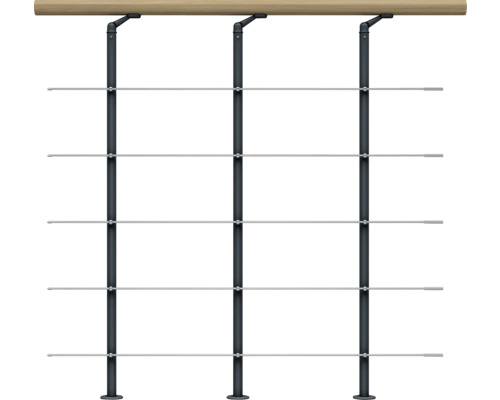 Garde-corps en acier inoxydable Pertura pour escalier Spiros,Chiron,Vaia kit d'extension Garde-corps avec main courante en bois et câbles en acier