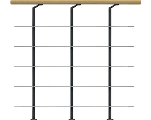 Garde-corps en acier inoxydable Pertura pour escalier Spiros,Chiron,Vaia kit d'extension Garde-corps avec main courante en bois et câbles en acier inoxydable