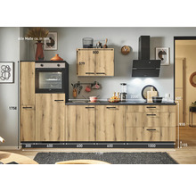 Komplette Küchenzeile mit Maßen und Holzfronten