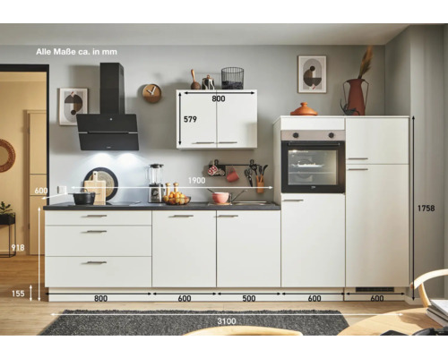 Küchenzeile mit Maßen.