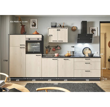 PICCANTE Plus Küchenzeile mit Geräten Casual 330 cm eiche aviva matt vormontiert Variante links 4067368016889