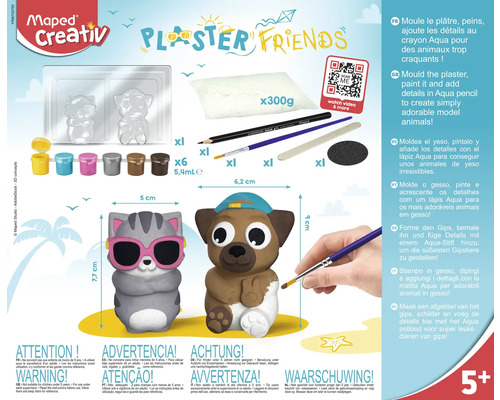 Maped Creativ figurines en plâtre à faire soi-même avec couleurs et accessoires