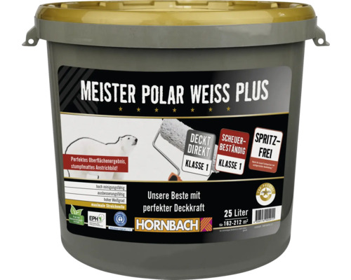 HORNBACH Wandfarbe Meister Polarweiss Plus weiß spritzfrei konservierungsmittelfrei 25 L