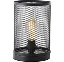 Lampe de table avec grille métallique noire et ampoule