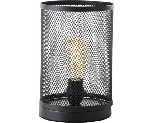 Lampe de table avec grille métallique noire et ampoule