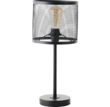 Lampe de table noire avec abat-jour en treillis métallique