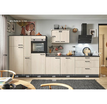 PICCANTE Plus Küchenzeile mit Geräten Casual 350 cm eiche aviva matt vormontiert Variante links 4067368017787