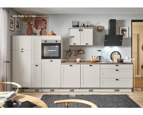 Cuisine équipée avec appareils électriques et dimensions