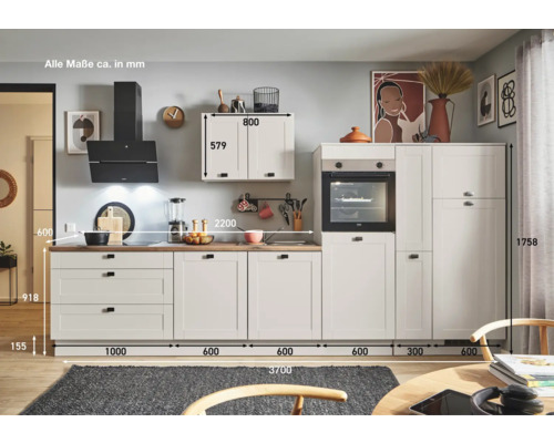 Küchenzeile mit Maßen für Planung und Einbau