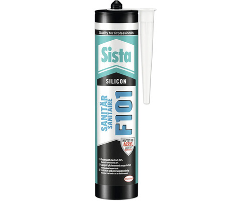 Silicone Sista F101 sanitaire transparent 300 ml Cartouche de silicone sanitaire Sista avec fixation acrylique