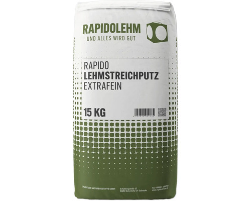 Sack mit Rapidolehm Lehmstreichputz extrafein, 15 Kilogramm