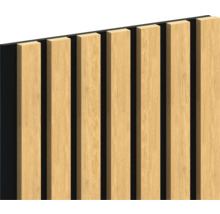 Panneau en bois avec des lamelles verticales pour le revêtement mural