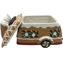Boîte à biscuits décorative en forme de caravane avec couvercle amovible