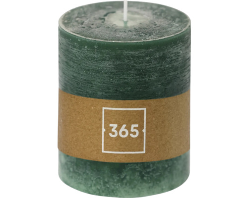 Zylindrische Stumpenkerze mit Papierband und Aufschrift 365