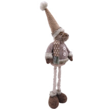 Figurine décorative élan avec bonnet et écharpe