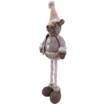 Figurine décorative d''ours en peluche avec bonnet et écharpe pour la période de Noël.